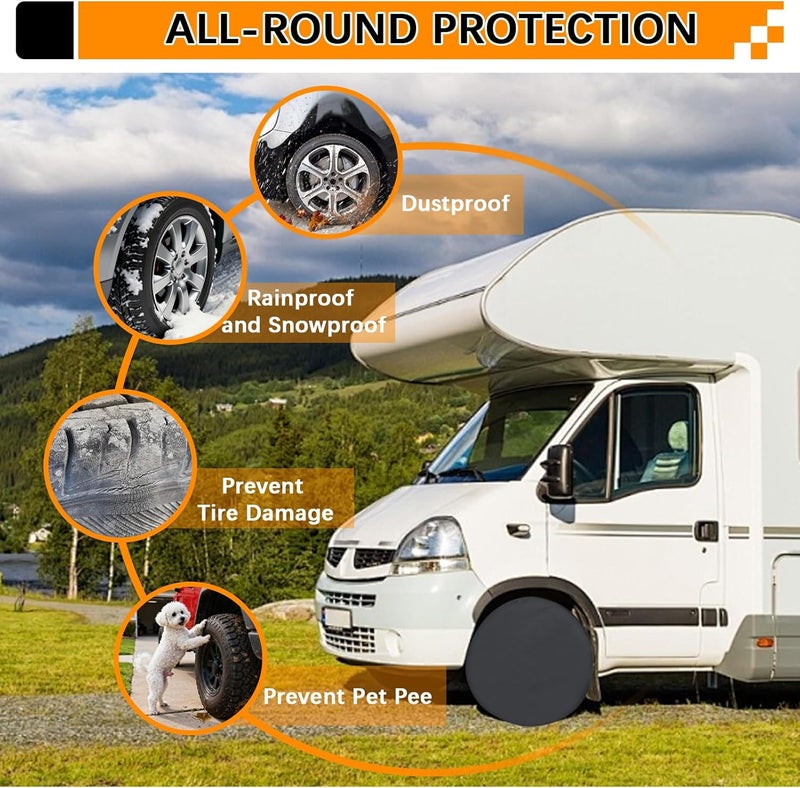 KALINCO RV Tire Covers 4 Pack, Waterproof Wheel Cover, Anti-UV Sun Rain Snow Tire Covers for Travel Trailer Truck RV SUV Camper - Image 5